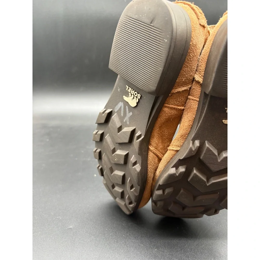 Sorel Girls Suede Waterproof Chelsea Boots Tan Brown Lug Sole Ankle Booties‎ Vtg